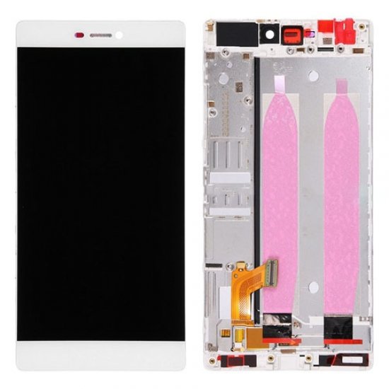 LCD with Frame for Huawei Ascend P8 White