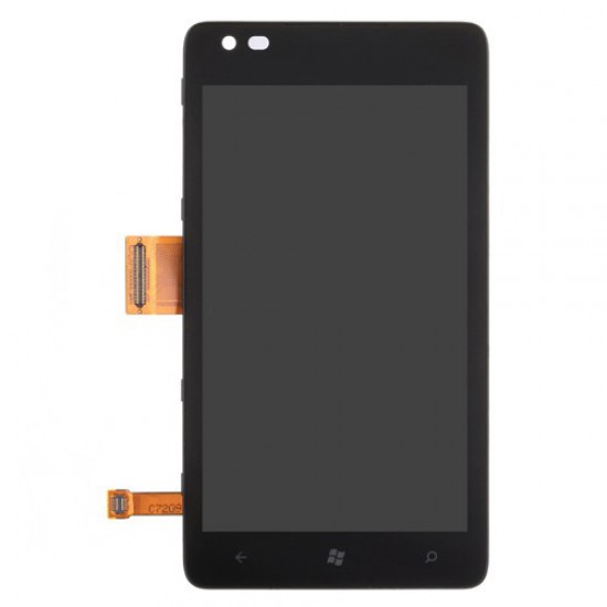 LCD Screen and Digitizer Assembly Replacement with Frame for Nokia Lumia 900 Black