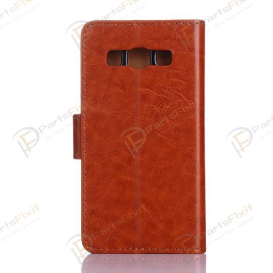 Crazy Horse PU Wallet Leather Cover Case with Credit Card Slot Design Brown for Samsung Galaxy A3