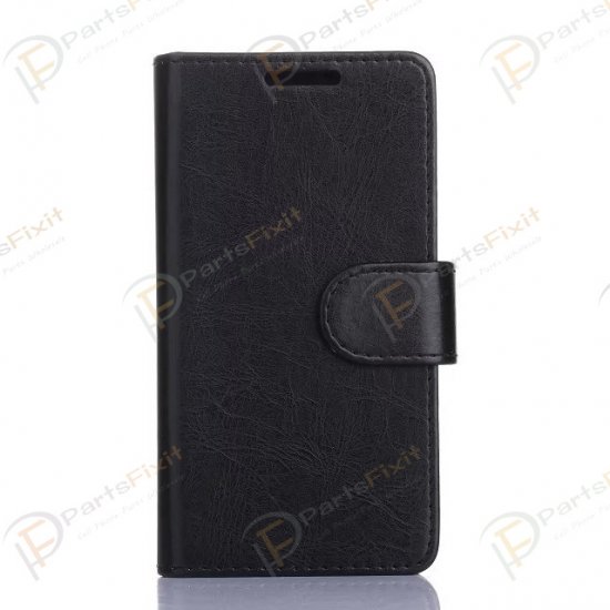 Crazy Horse PU Wallet Leather Cover Case with Credit Card Slot Design Black for Samsung Galaxy A3