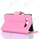 Crazy Horse PU Wallet Leather Cover Case with Credit Card Slot Design Pink for Samsung Galaxy A3