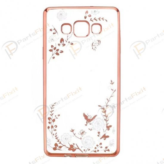 Secret Garden Plating Build Diamond Rose Flowers Butterfly Case Ultrathin Soft TPU Rose Gold Frame White Flower Phone Case for Samsung