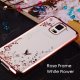 Secret Garden Plating Build Diamond Rose Flowers Butterfly Case Ultrathin Soft TPU Rose Gold Frame White Flower Phone Case for Samsung