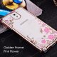 Secret Garden Plating Build Diamond Rose Flowers Butterfly Case Ultrathin Soft TPU Gold Frame Pink Flower Phone Case for Samsung