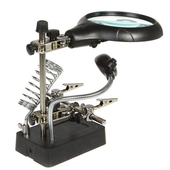LED Light Magnifier Helping Hand Auxiliary Clamp Alligator Clip Stand MG16129-C for Phone Repair