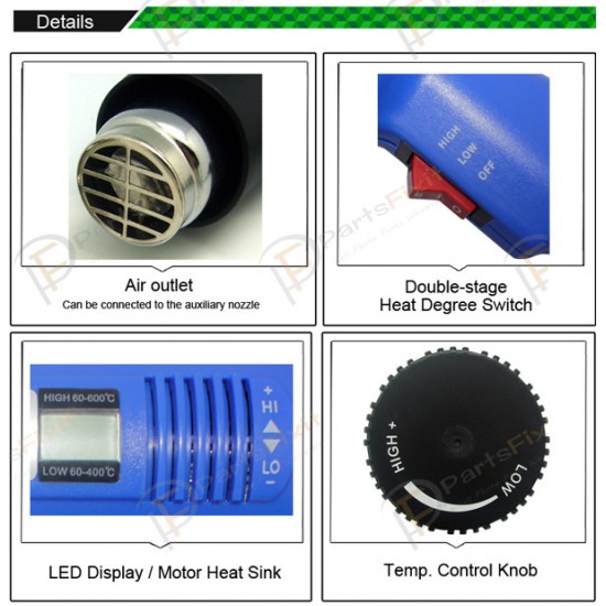 Digital Display Handhold Hot Air Gun BGA Welding Tool BST-8016