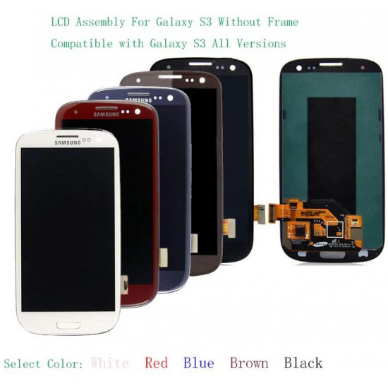 LCD Screen Digitizer Assembly For Samsung Galaxy S3 Without Frame -Colors can be selected