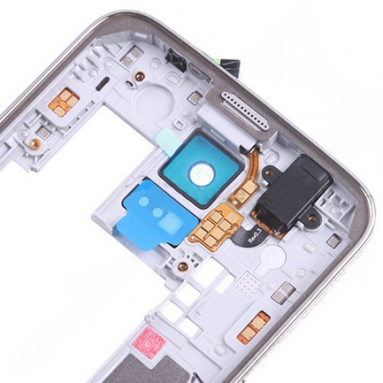 Middle Frame for Samsuang Galaxy S5 G900 White with White Ear Speaker Mesh
