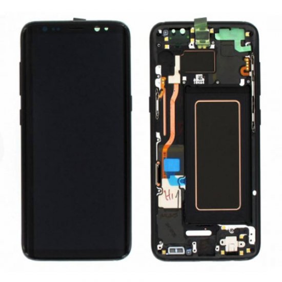 Screen Replacement With Frame for Samsung Galaxy S8 Black Original
