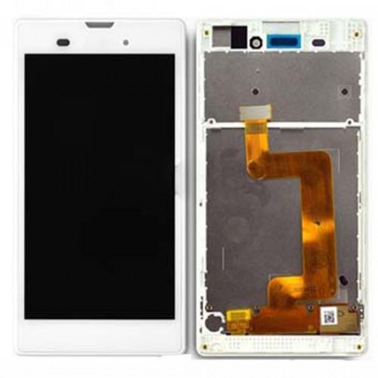 LCD Screen  With Frame for Sony Xperia T3 White