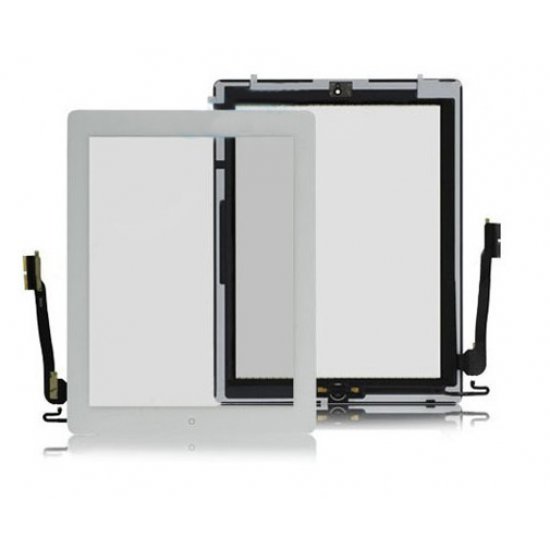 Touch Screen Digitizer Assembly with Front Camera Holder + Home Button + Home Button Holder for iPad 4 White