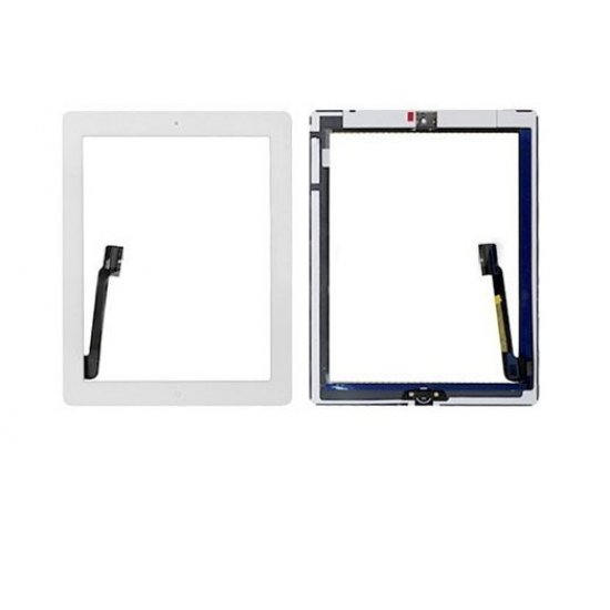 Touch Screen Digitizer Assembly with Front Camera Holder + Home Button + Home Button Holder for iPad 4 White
