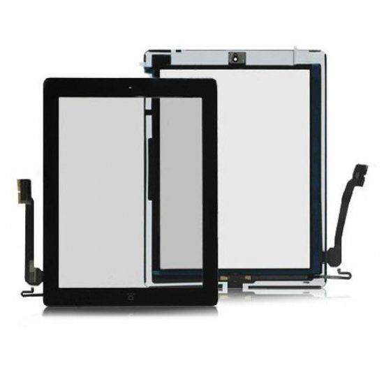 Touch Screen Digitizer Assembly with Front Camera Holder + Home Button + Home Button Holder for iPad 4 Black