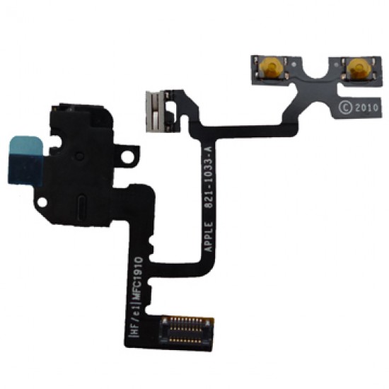 Original Black Headphone audio jack flex cable for iPhone 4