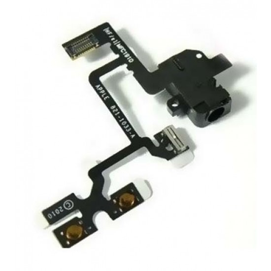 Original Black Headphone audio jack flex cable for iPhone 4