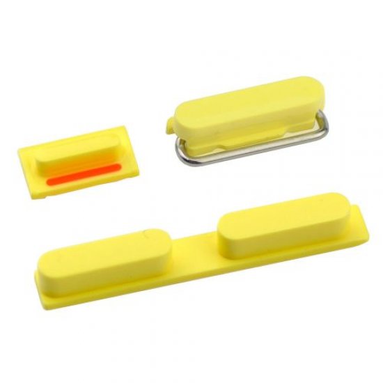 Power Button + Volume Key + Mute Switch Button For iPhone 5C - Yellow