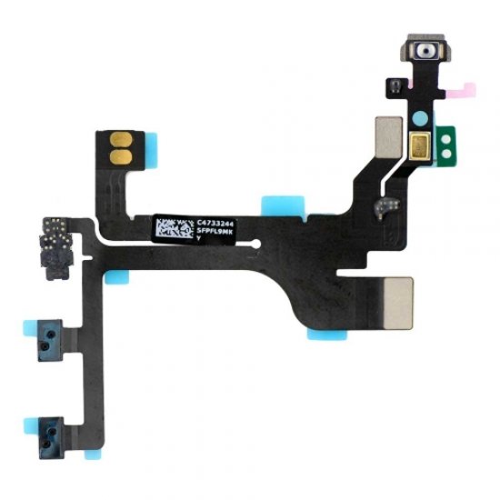 Original Power Volume Button Flex Cable with Metal Plate Ribbon for iPhone 5C