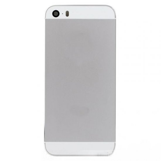 White / Silver Back Housing Cover with Side Buttons for iPhone 5S