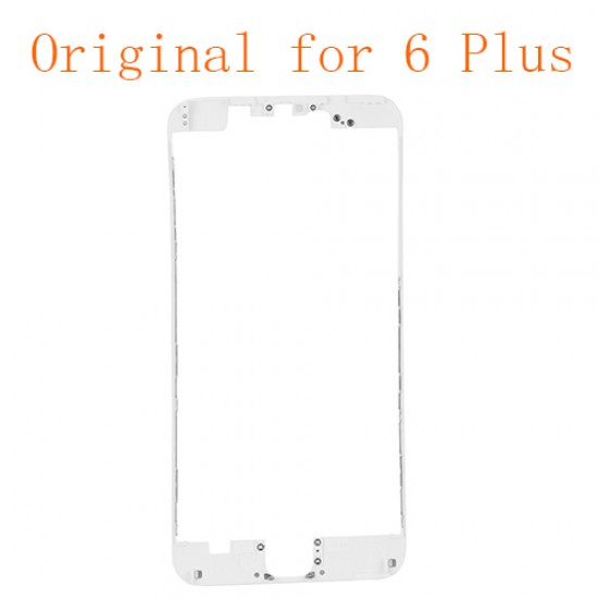 For iPhone 6 Plus Front LCD Screen Bezel Frame with Hot Matel Glue Attached White Original
